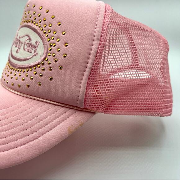 Baby Girl y2k 2000s Light Pink Gold Sequined Sparkly Trucker Hat Adjustable - Picture 3 of 7